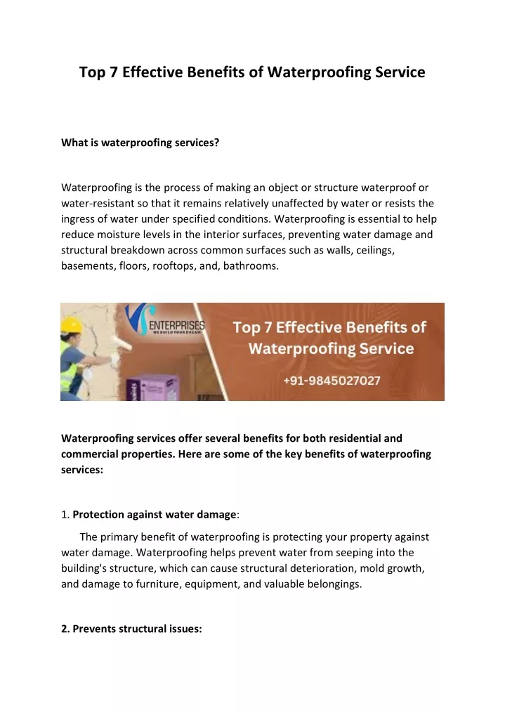 top 7 effective benefits of waterproofing service