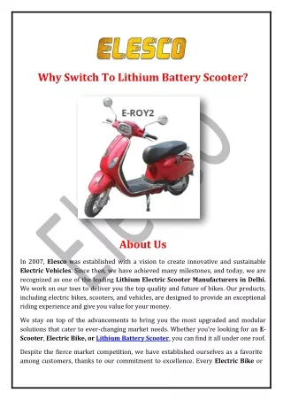 Why Switch To Lithium Battery Scooter
