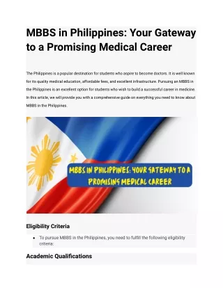 MBBS in Philippines_ Your Gateway to a Promising Medical Career