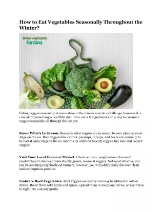 how to eat vegetables seasonally throughout