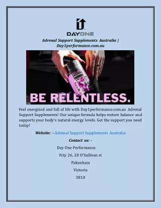 Adrenal Support Supplements Australia  Day1performance.com.au