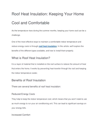 15 Roof Heat Insulation