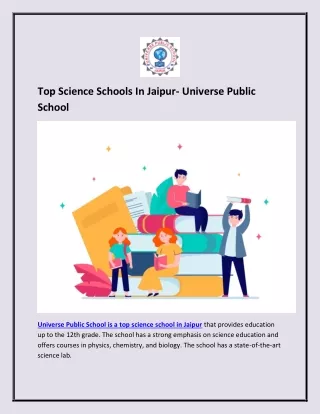 Top Science Schools In Jaipur- Universe Public School