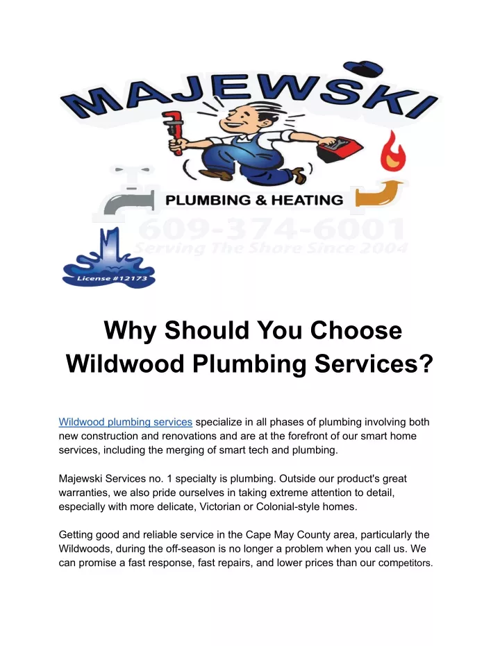 why should you choose wildwood plumbing services