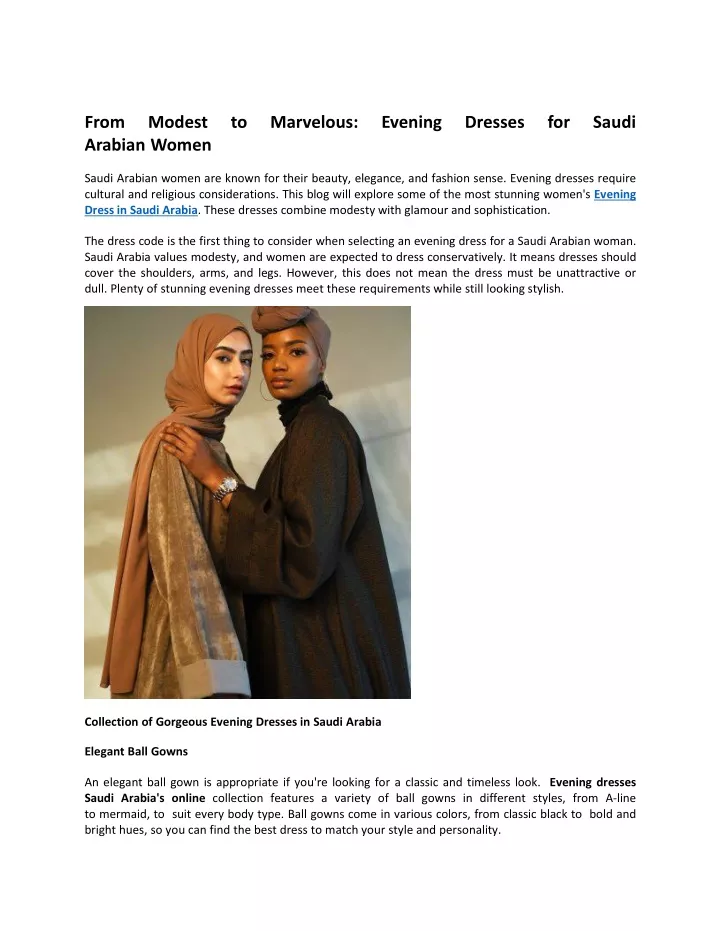 PPT - From Modest to Marvelous: Evening Dresses for Saudi Arabian