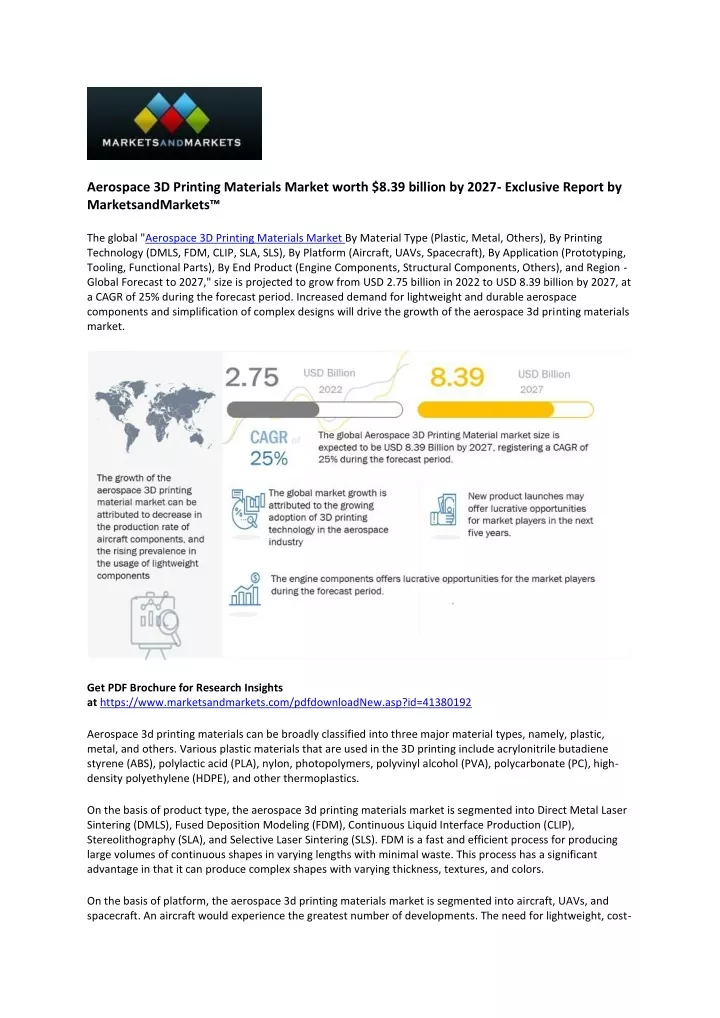 aerospace 3d printing materials market worth