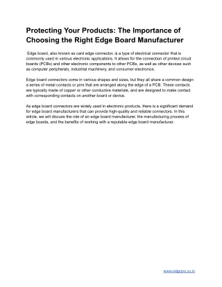 Protecting Your Products_ The Importance of Choosing the Right Edge Board Manufacturer