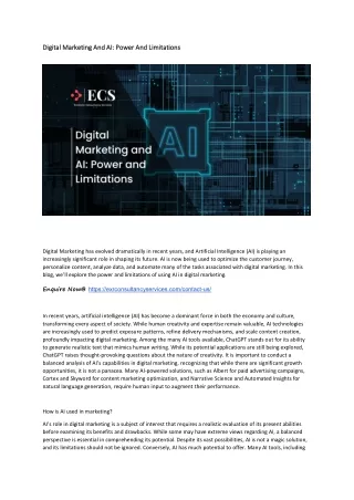 Digital Marketing And AI Power And Limitation