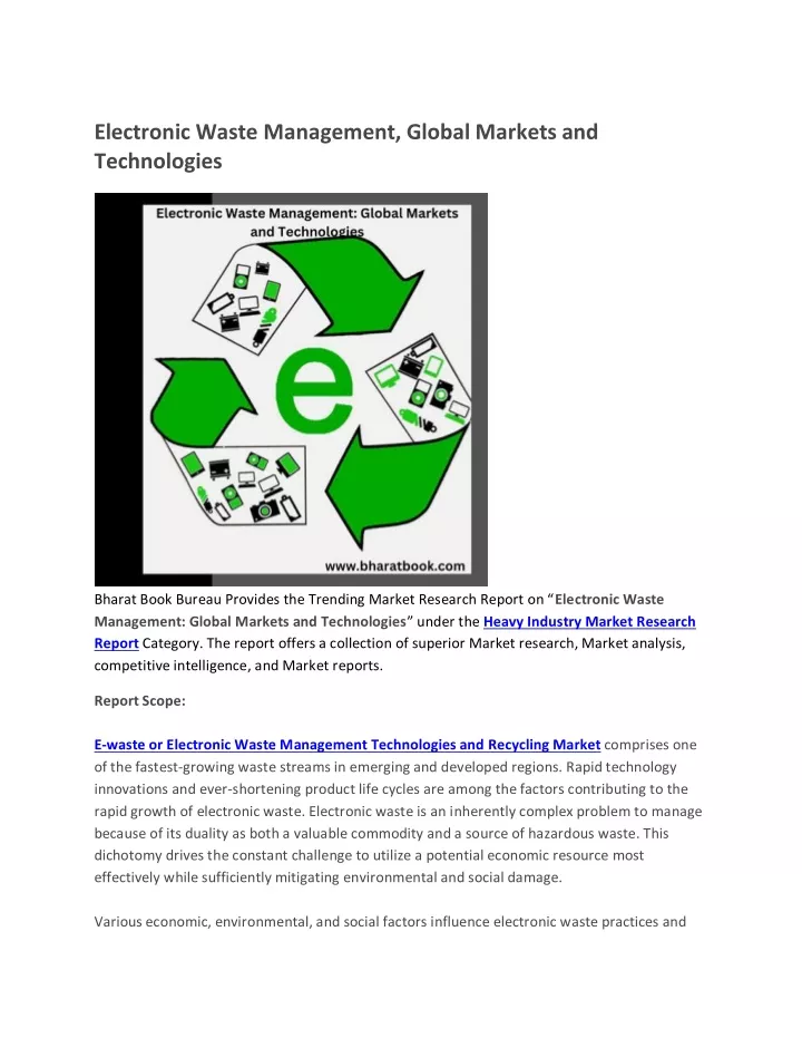 electronic waste management global markets