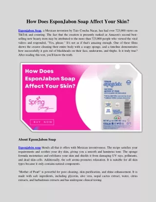 how does esponjabon soap affect your skin