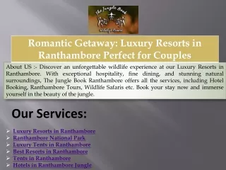 Romantic Getaway Luxury Resorts in Ranthambore Perfect for Couples