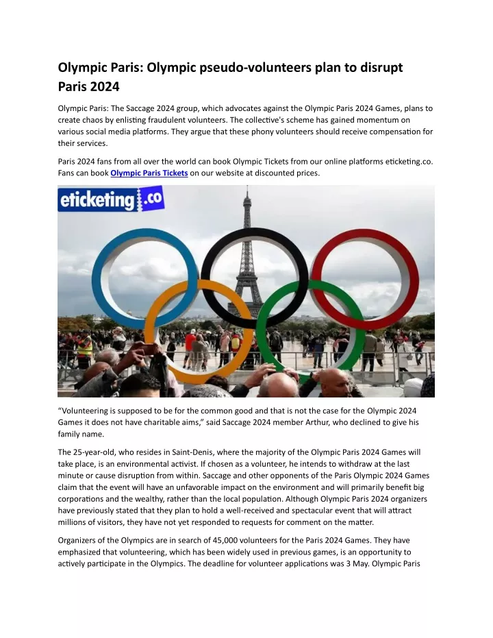 olympic paris olympic pseudo volunteers plan