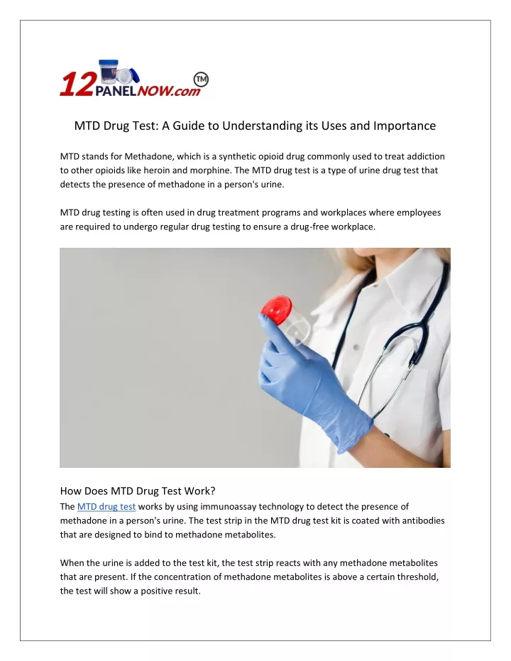 mtd drug test a guide to understanding its uses