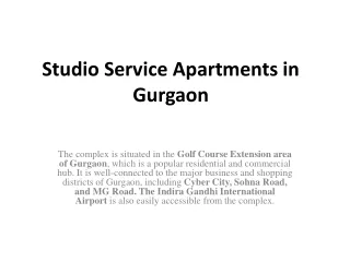 Studio Service Apartments in Gurgaon