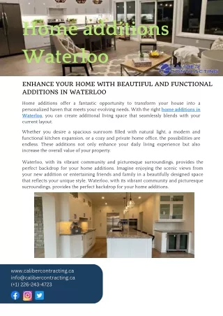 Enhance Your Home with Beautiful and Functional Additions in Waterloo