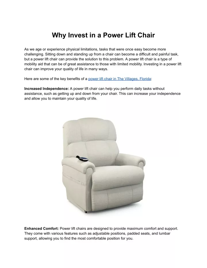 why invest in a power lift chair