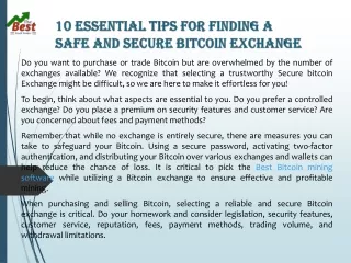 10 Essential Tips for Finding a Safe and Secure Bitcoin Exchange