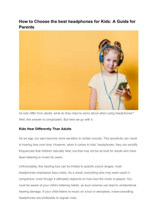 How to Choose the best headphones for Kids_ A Guide for Parents
