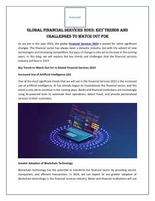 Global Financial Services 2023  Key Trends and Challenges to Watch Out For