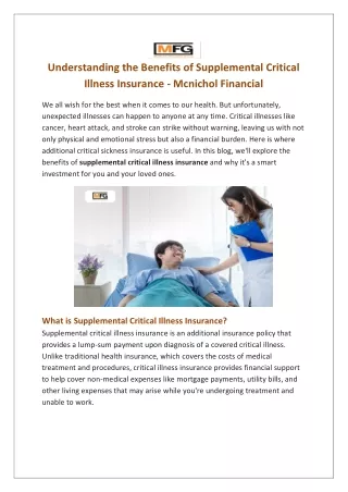 Buy critical illness insurance - Mcnichol Financial