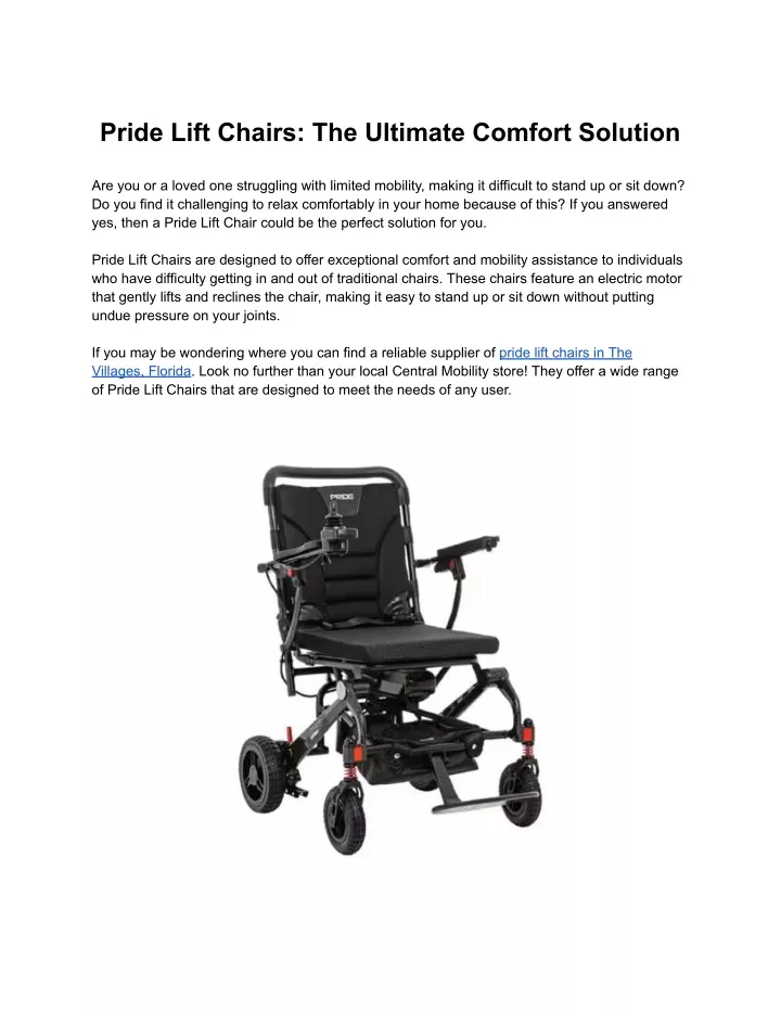 pride lift chairs the ultimate comfort solution