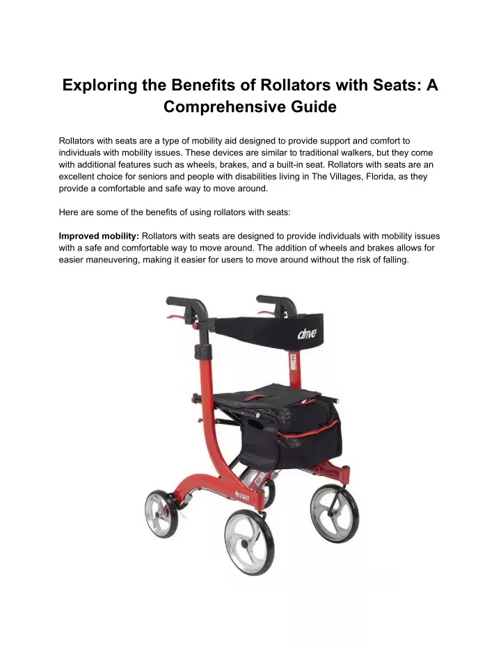 exploring the benefits of rollators with seats