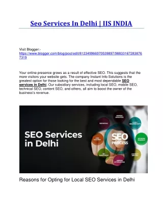Seo Services In Delhi  | IIS INDIA