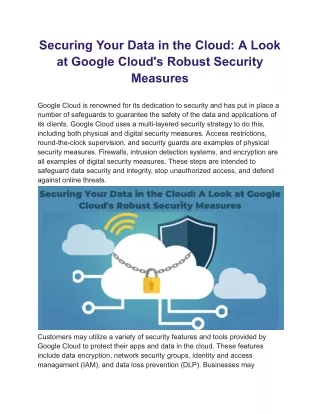 securing your data in the cloud a look at google