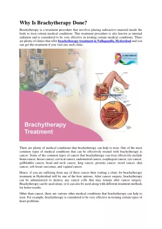 Why Is Brachytherapy Done