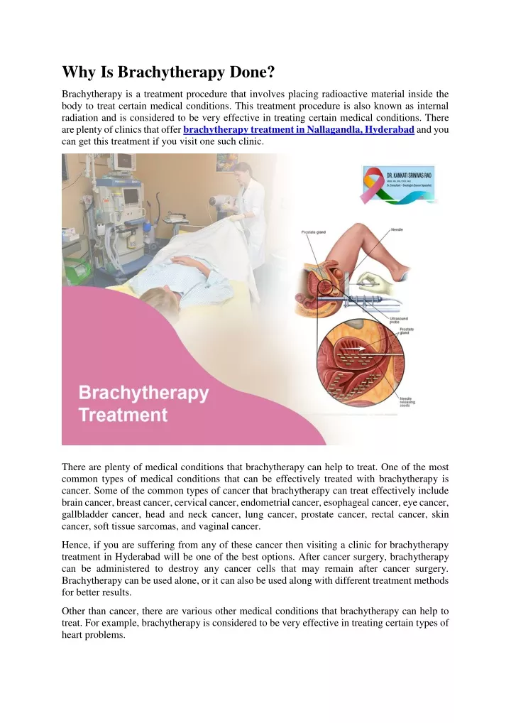 why is brachytherapy done