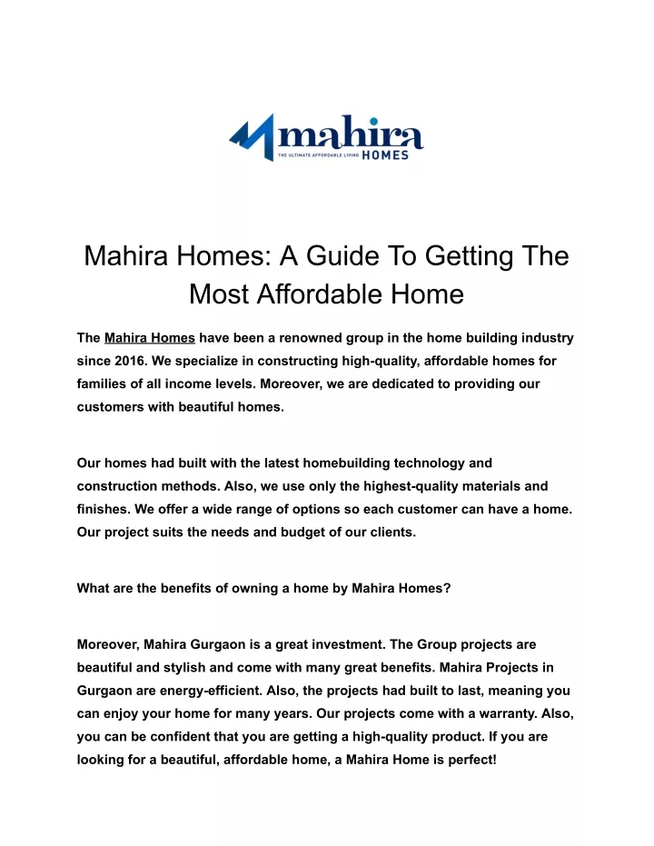 mahira homes a guide to getting the most