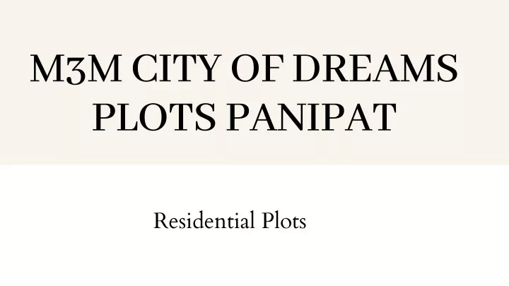 m3m city of dreams plots panipat
