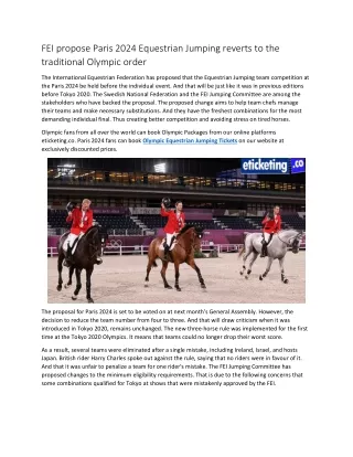 fei propose paris 2024 equestrian jumping reverts