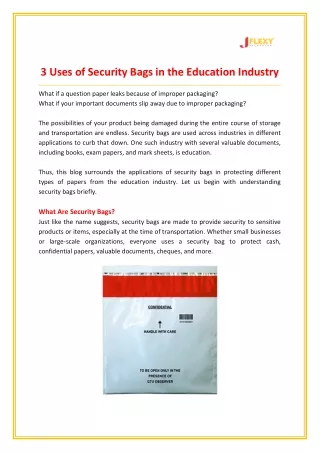 3 Uses of Security Bags in the Education Industry