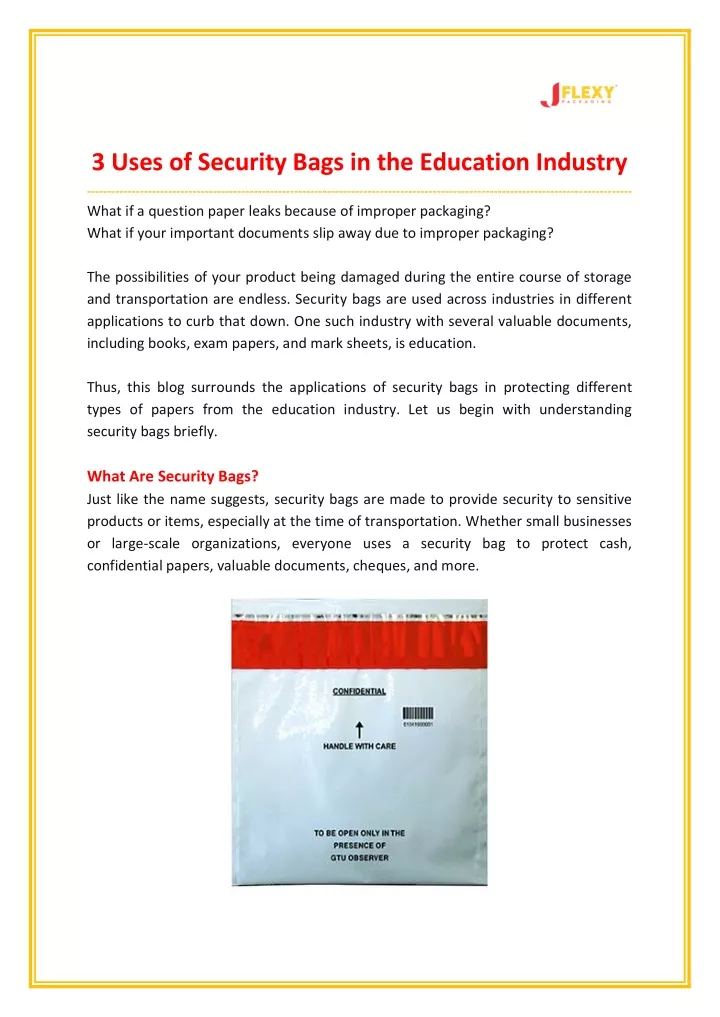 3 uses of security bags in the education industry