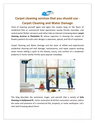Carpet cleaning services in Plantation FL - Free Quote