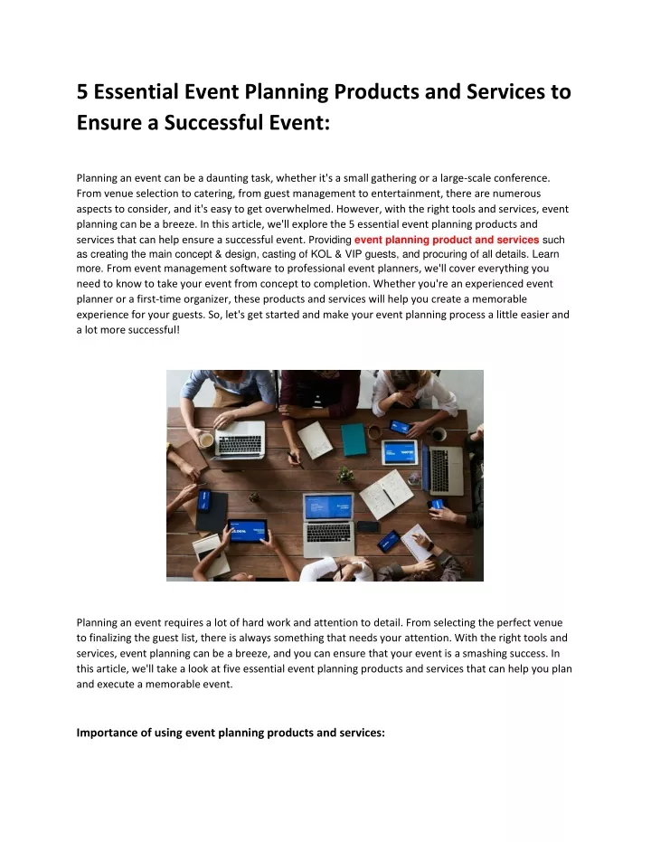 5 essential event planning products and services