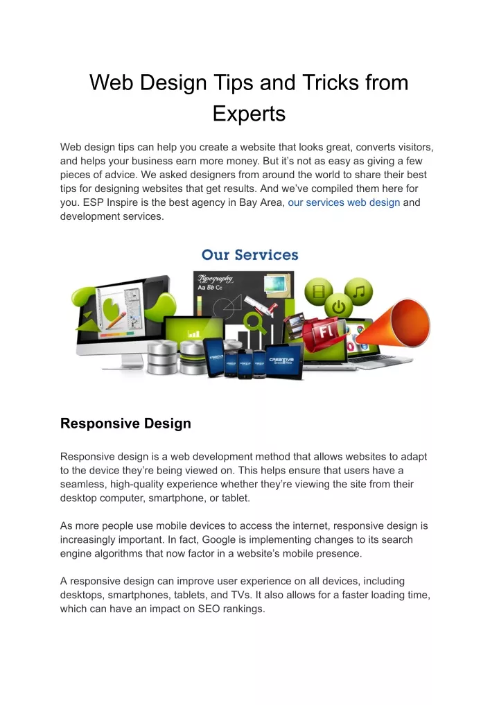 web design tips and tricks from experts