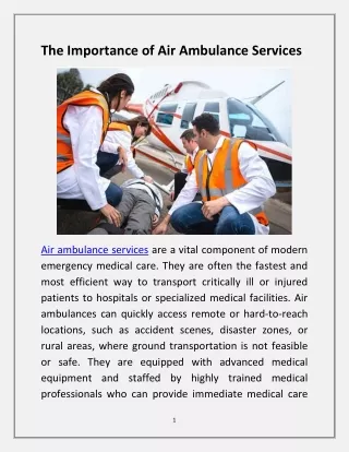 The Importance of Air Ambulance Services
