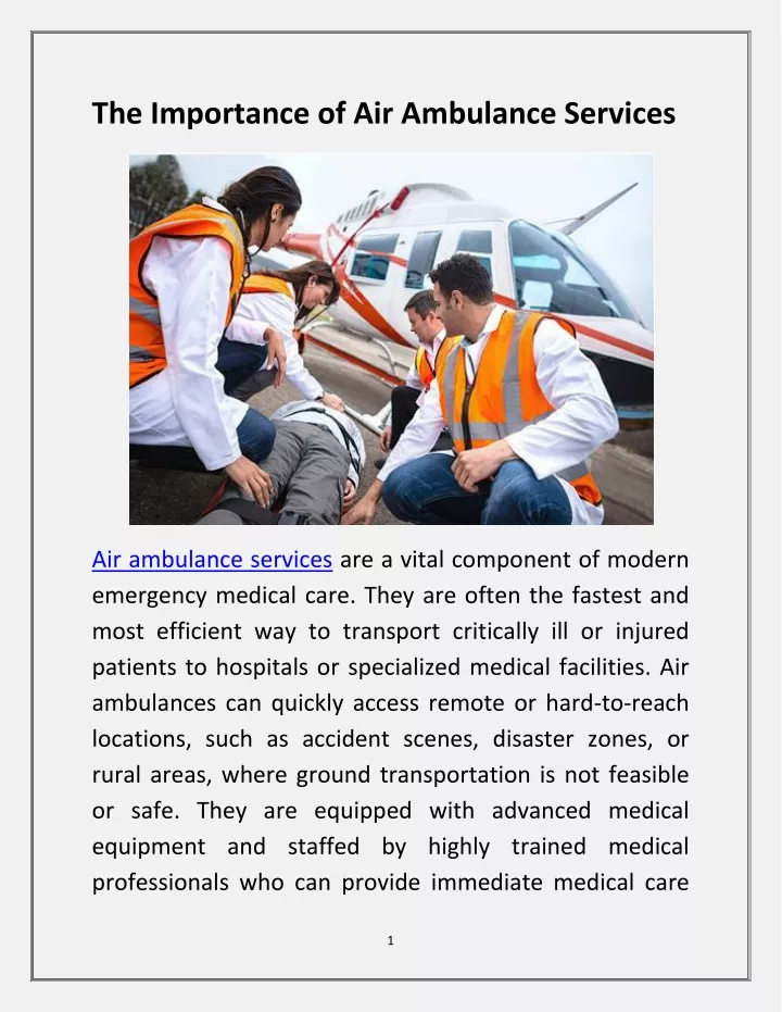 the importance of air ambulance services