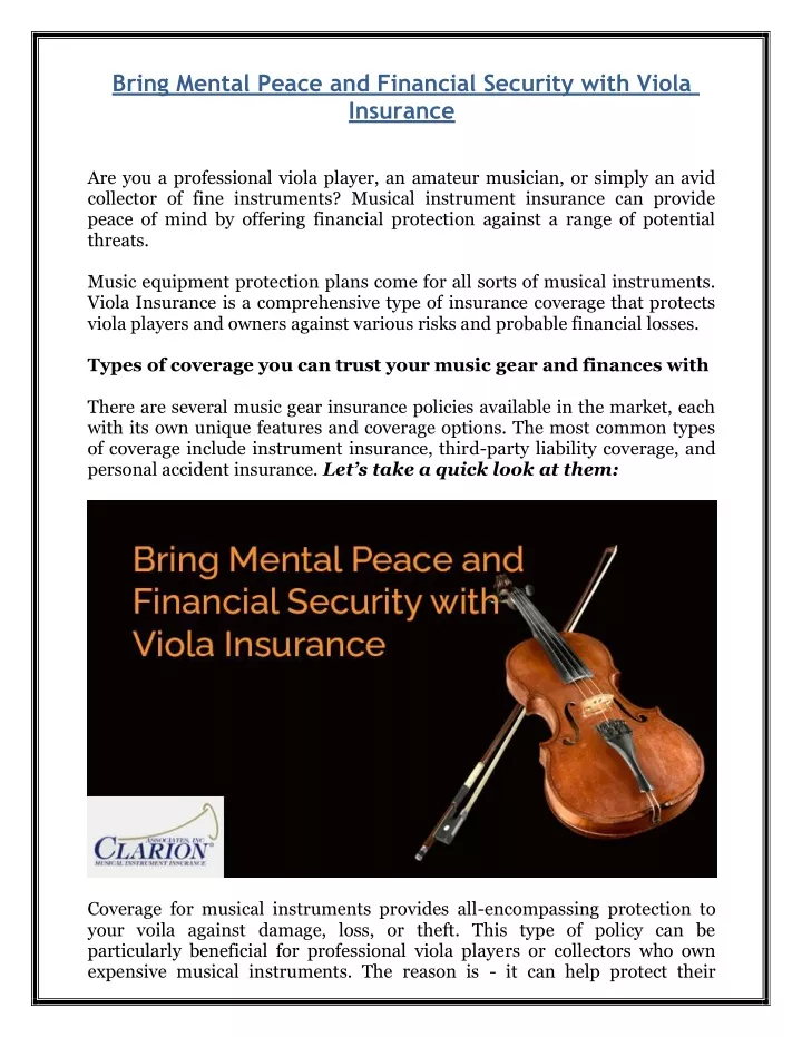 bring mental peace and financial security with