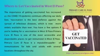 Where to Get Vaccinated in West El Paso - Primary Care El Paso