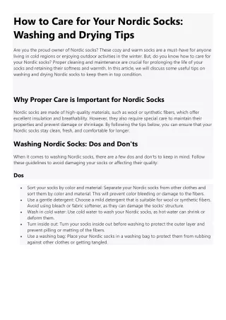 How to Care for Your Nordic Socks