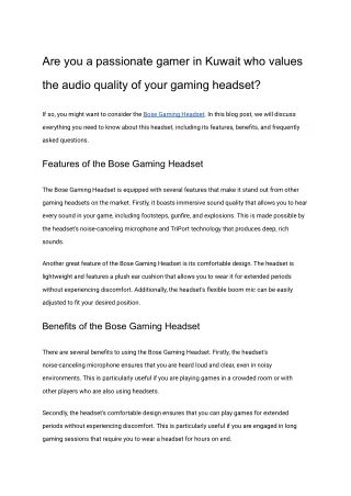 Are you a passionate gamer in Kuwait who values the audio quality of your gaming headset