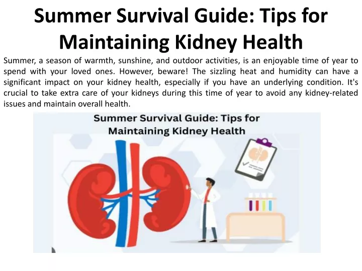 summer survival guide tips for maintaining kidney