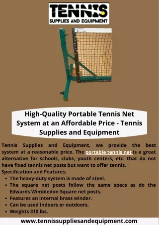 High-Quality Portable Tennis Net System at an Affordable Price - Tennis Supplies and Equipment