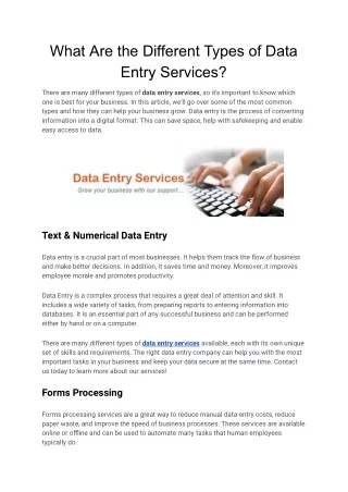 What Are the Different Types of Data Entry Services?