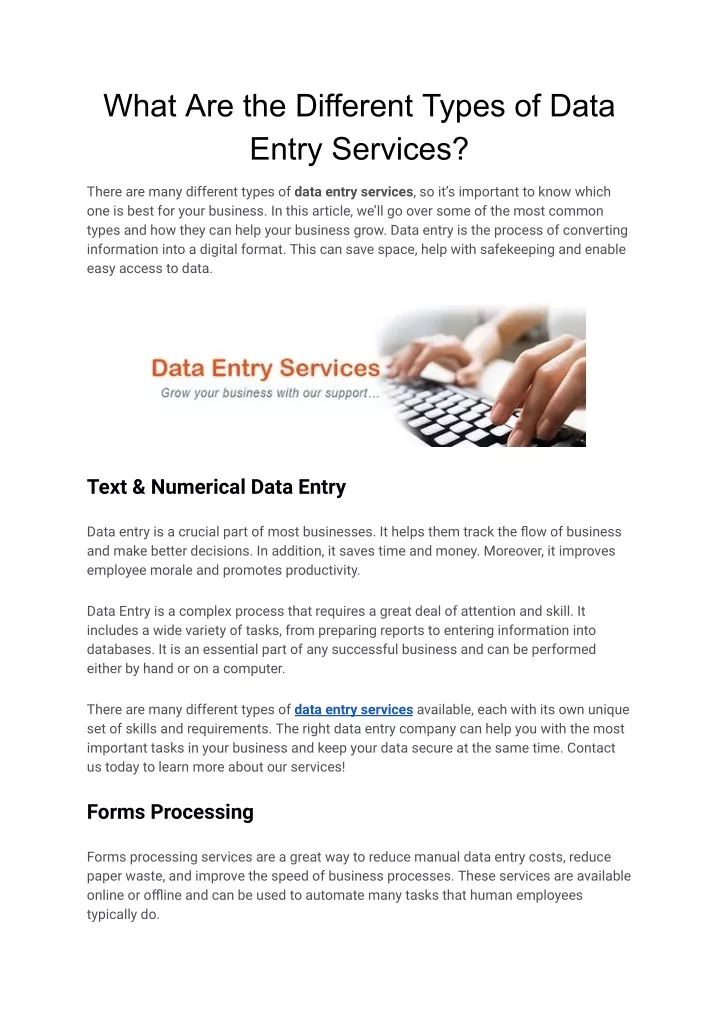 what are the different types of data entry