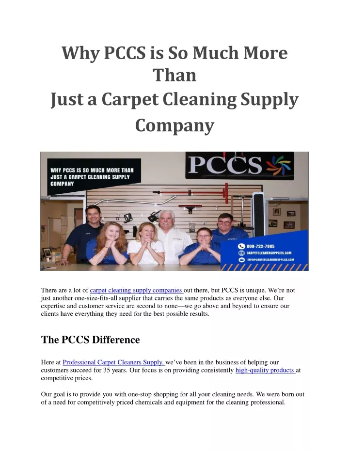 why pccs is so much more than just a carpet cleaning supply c ompany