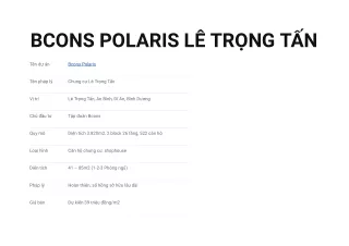 Bcons Polaris Lê Trọng Tấn | Thông tin & Giá chính thức 2023